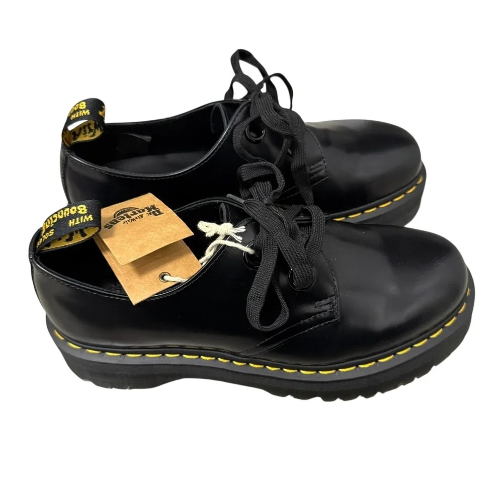 NWT Dr. Martens Holly Quad‎ Platform Oxford Shoes Black Leather US W10 (EU 42)